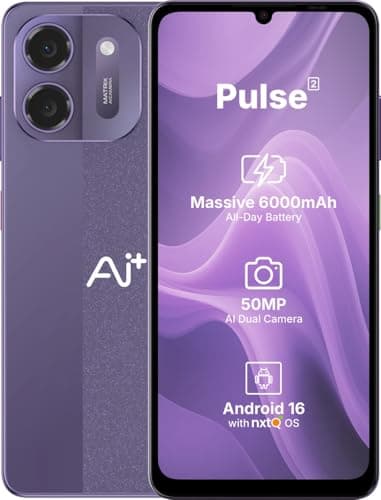 AI+ Pulse 2, 6.745 inch HD+ Display, 4GB RAM, 64GB Storage, Android 16, Unisoc T7250 Octa Core, 50MP Camera, 6000mAh Battery (Purple)