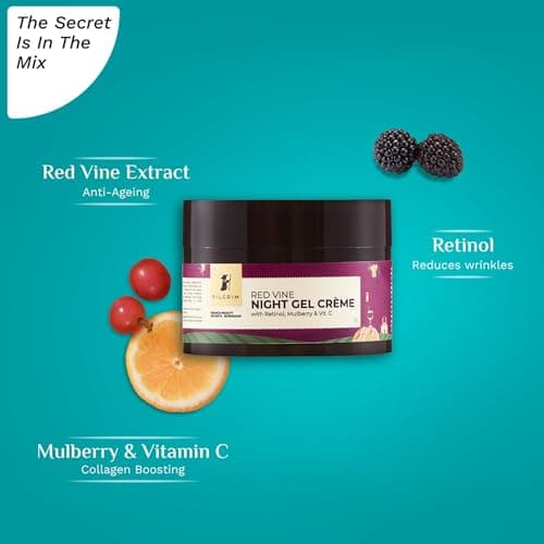 PILGRIM French Red Vine Anti Aging Night Cream for women with Retinol, Mulberry & Vitamin C For Glowing Skin & Skin Repair| Retinol Night cream for oily, dry & sensitive skin|Anti aging cream| For Wom 4
