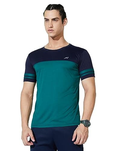 Amazon Brand - Symactive Men's Round Neck Sports T-Shirt (SS19-SYSP-03B_Small_Viridian)