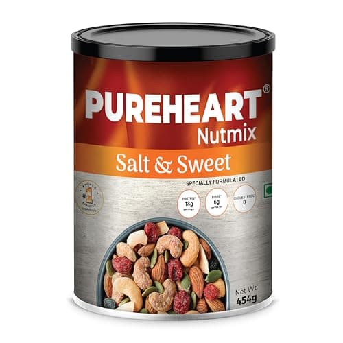 Pureheart Nutmix Salt & Sweet Dry Fruits (454 gm) Premium Salted Mix Nuts (Cashews, Almonds, Raisins, Cranberries) Delicious & Crunchy Mixed Dry Fruits