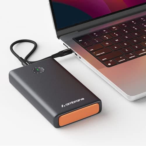 Ambrane 100W Fast Charging Powerbank for MacBook, Type C Laptop & Mobile Charging, USB-A Output 25,000mAh Battery, Triple Output, Power Delivery & Quick Charge (Powerlit Ultra, Black)