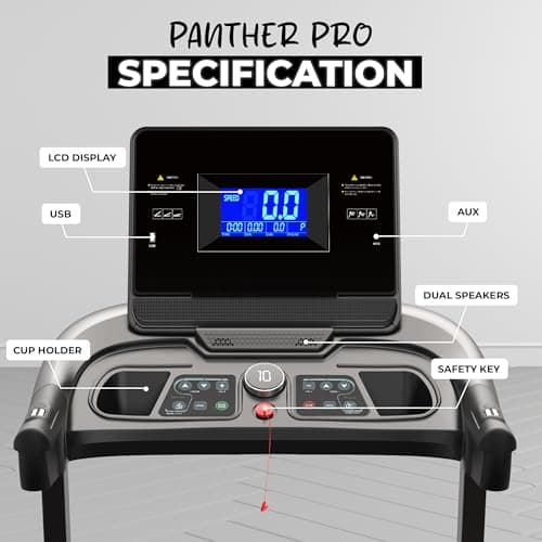 Durafit91™ Panther Pro 5.5 HP Peak DC Motorized Foldable Treadmill | Auto Incline 15 Level |Max Speed 18 Km/Hr | Max User Weight 140 Kg |Free (DIY) Installation Assistance | Spring Suspension 3