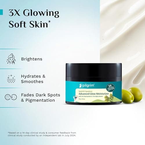 Pilgrim Squalane Niacinamide & Vitamin C Glow Moisturizer for face, dry skin hydration | With vitamin c for glowing skin | Non-greasy | For Women and Men I 50 gm 3