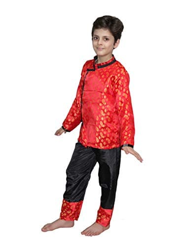 Kaku Fancy Dresses Jacquard Global Ethnic Wear Chinese Boy Costume -Red, 10-12 Years, For Boys 2