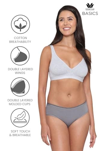 Wacoal Women’s Basics Essentials|Non-Padded|Non-Wired|Full Cup|Everyday Wear|Cotton Blend|T-Shirt Bra Grey (36C) 2