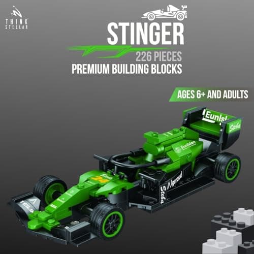 Think Stellar F1 Racing Car Building Blocks Set – 225+ Pieces Toy Car Construction Kit for Kids 6+ & Adults | Build 8 Unique Formula Race Cars | STEM Educational, Birthday Gift Toy (Stinger) 2
