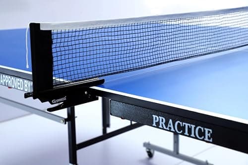 GYMNCO Practice Full Size Table Tennis Table with Wheel & Laminated Top, Table Cover, 2 Tt Racket & Balls, Blue 4