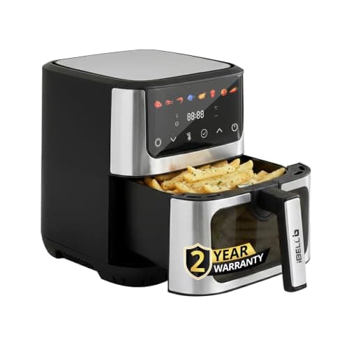 IBELL AEROFRY650 Air Fryer 6.5Litre For Home, 1500W Digital Touch Screen 8 Preset Mode, Rapid Heating up, Non-Stick Oven, Oilless Cooking, Temperature And Time Control, 2 Year Warranty (Black)