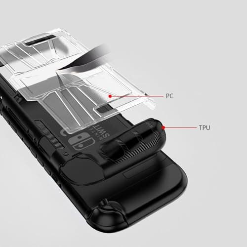 OIVO INDIA Hard Shock-Absorption Anti-Scratch Shell Full Protective Case Compatible with Nintendo Switch 2 2025 Dockable for Switch 2 TPU Protector Transparent Back Cover Skin Gaming (Black) 2