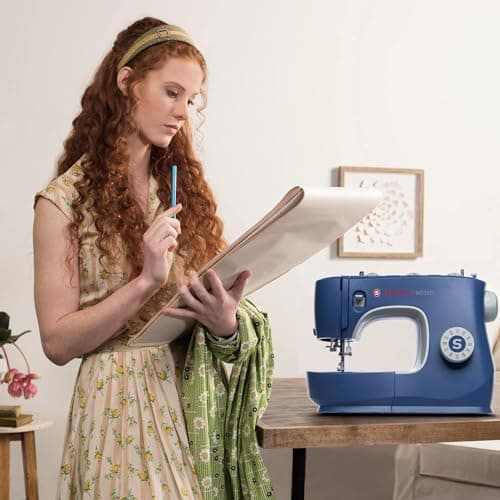 SINGER M3330 Making The Cut Sewing Machine with 97 Stitch Application (Metallic Blue), 70wt Powerful motor & Feed dog with106 Teeth in 6 Rows – Get Free Online Interactive Master Class. 5