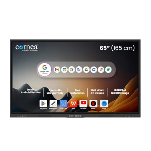 Cornea 65 Inches 4K UHD Touch Screen LED TV UltraTouch Display Interactive Flat Panel Monitor 3840x2160 Pixels Latest Android Version Ideal for Office,Institute With K12-Educational Content|8GB 128GB|