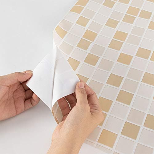 wolpin DIY Bathroom Wallpaper (45 x 300 CM, Brown) | Waterproof Kitchen Tiles Pattern Self Adhesive Wall Sticker | Stove Backsplash Countertop Decorative PVC Vinyl Roll for Home Décor 4