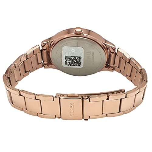 TIMEX Analog Watch for Women with Pink Round Dial & Rose Gold Stainless Steel Bracelet Band Water Resistant Women's Wrist Watches - TWEL98SMU07 5