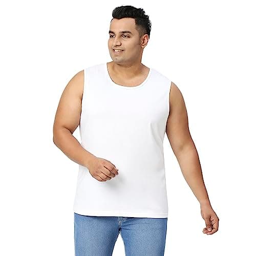 VAISHVIK Mens plussize Sleeveless Tshirt Sando Tank top 10xl 62 inches amzon India Branded White