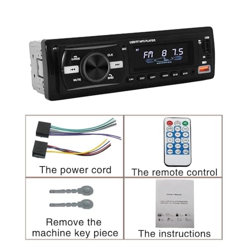 AUTO SNAP Car Player Single Din MP3 TF/BT/AUX/SD Card Slot Dual USB Ports with Remote Control Universal Fit Panel Bluetooth Connectivity 3