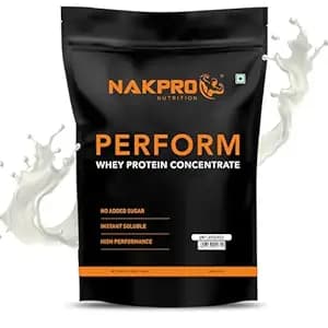 NAKPRO NUTRITION Perform Whey Protein Concentrate | 500g Unflavoured | 26g protein, Trustified Certified
