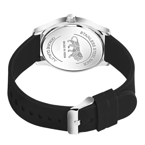 styledose Men’s Analog Quartz Watch with Date Display, Stainless Steel Square Case, Black Textured Dial, Silicone Strap, 40mm Casual & Formal Wrist Watch for Men (Black) 5