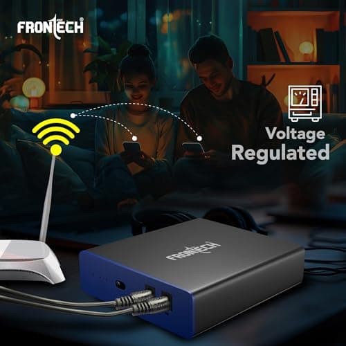 Frontech Mini UPS Battery Backup – 2×2200 mAh (4400 mAh), 12 V DC Voltage‑Regulated, Built‑in Surge Protection, Up to 3.5 H Backup for Routers, CCTV & Set‑Top Boxes (UPS-0022) 3