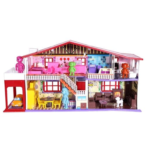 Toyzone My Deluxe Doll House - 50 Pcs | Girls Role Playset | Pretend Play | Dollhouse Accessories | Imaginative Play | Playhouse | For Kids Age 3+ years