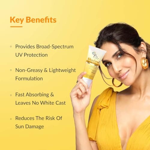 Fixderma Shadow Sunscreen SPF 50+ PA+++ Cream | Sunscreen for Dry Skin | No White Cast | UVA & UVB Protection | For Women & Men | Non Greasy & Water Resistant - 40 gm 3