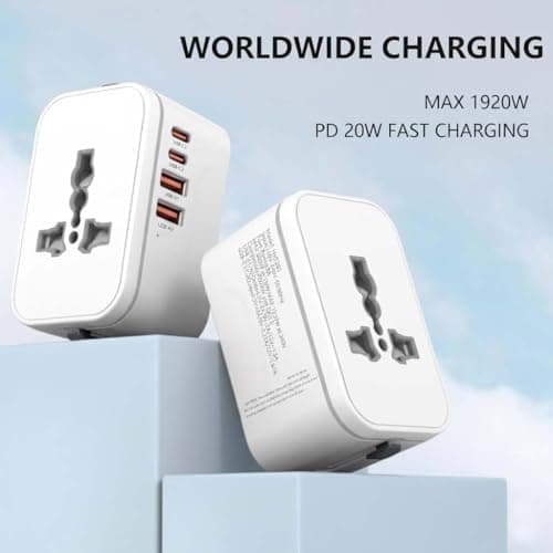 rts 8A Universal Travel Socket Universal Travel Adapter All in One | 1920W Heavy Duty Power | Travel Essentials 200+ Countries - Europe/US/UK/AU/Asia etc. | International Worldwide Socket Accessories 5