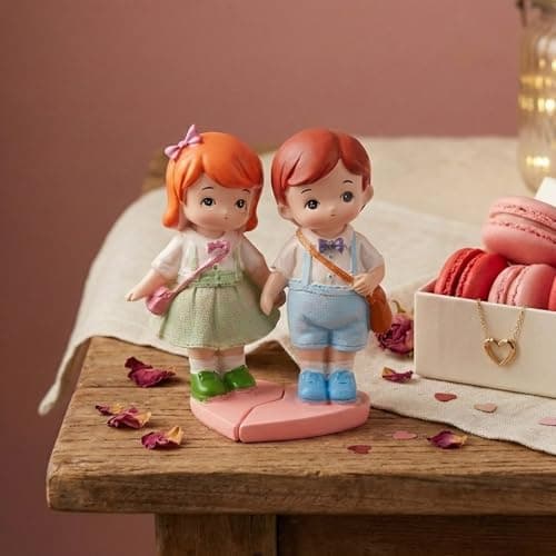 eCraftIndia Little Boy and Girl Walking to School Lovely Miniature Statue Valentine Gift for Girlfriend Boyfriend Husband Wife Her Him | Valentine Decoration Items | Happy Birthday Cake Topper 2