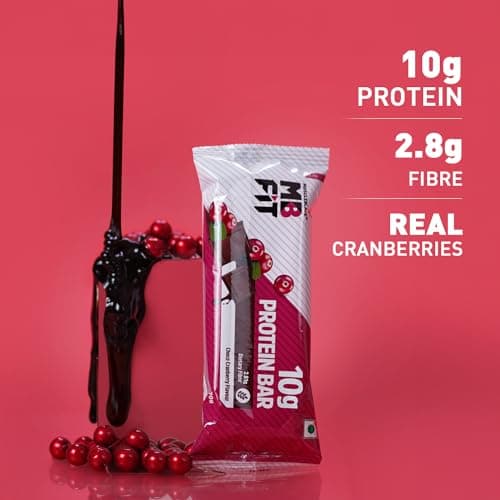 MuscleBlaze 10g Protein Bar (Choco Cranberry, Pack of 6) | Protein Blend, Healthy Protein Snacks | For Energy & Fitness 2