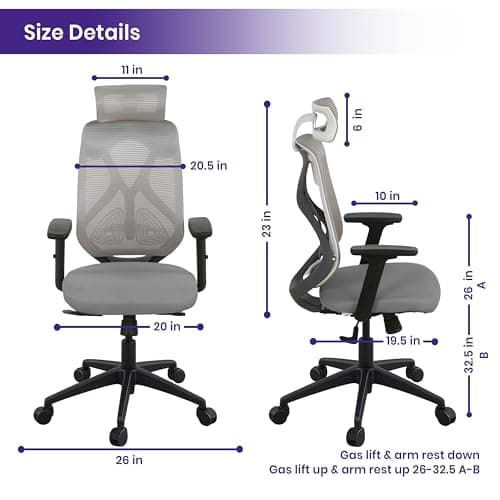 Wakefit Gravita Ergonomic Office Chair for Work | 3 Year Warranty | Multi-Lock Seat Slider and Recline | Soft Armrest with 3D Adjustability| Strong Nylon Base | 8+ Hours of Comfort| White and Grey 2