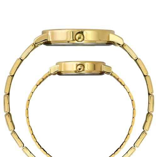 TIMEX Analog Watch for Couple with Blue Round Dial & Gold Stainless Steel Bracelet Band Water Resistant Pair's Wrist Watches - TW00PR337 5