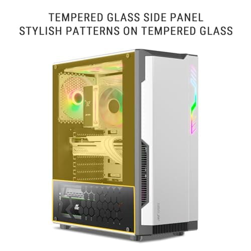 Ant Esports Eclipse Mid-Tower Computer Case/Gaming Cabinet - Black & White | Support ATX,M-ATX,M-ITX | Pre-Installed 4 x 120mm ARGB Fans 2
