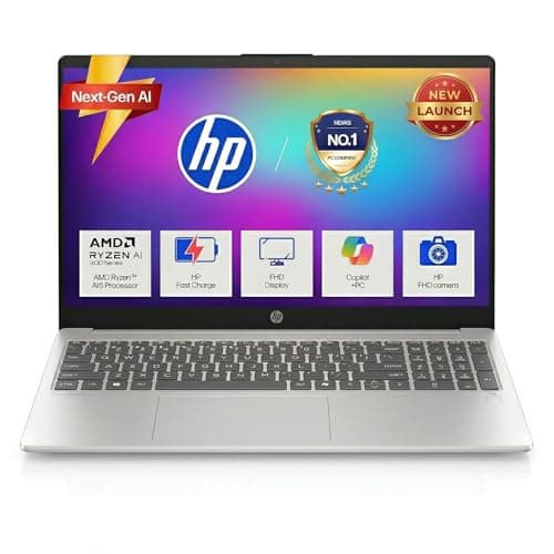HP OmniBook AMD Ryzen 5 New AI 330 Processor (24GB DDR5 Ram, 1TB SSD), Anti-Glare,15.6''/39.6cm FHD, Win11,Office24, Silver,1.7kg, FHD Camera with Shutter, Fingerprint Reador, Backlit KB fn0074AU