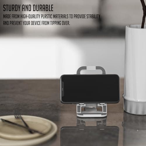 Lapster Grey Desktop Foldable Mobile and Tablet Holder, Designed with ABS Material, Offers Multiple Viewing Angles and Features Anti-Slip Strips for Added Stability-Grey. 5