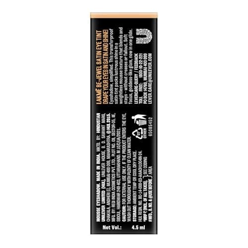 Lakme Be-jewel Satin Eye Tint |One-Step Liquid Eyeshadow | Air light Mousse Texture - 01 Quartz 4.5ml 4