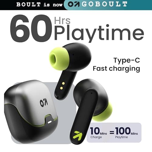 GOBOULT Z40 True Wireless in Ear Earbuds with 60H Playtime, Zen™ ENC Mic, Low Latency Gaming, Type-C Fast Charging, Made in India, 10mm Rich Bass Drivers, IPX5, Ear Buds TWS (Black) 4