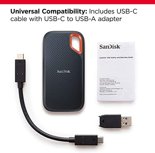 SANDISK Extreme 1TB Portable External SSD, 1050MB/s R, 1000MB/s W, 3m Drop Protection, IP65 Water/dust Resistant, PC,MAC & TypeC Smartphone Compatible, 5Y Warranty, Black Color 3