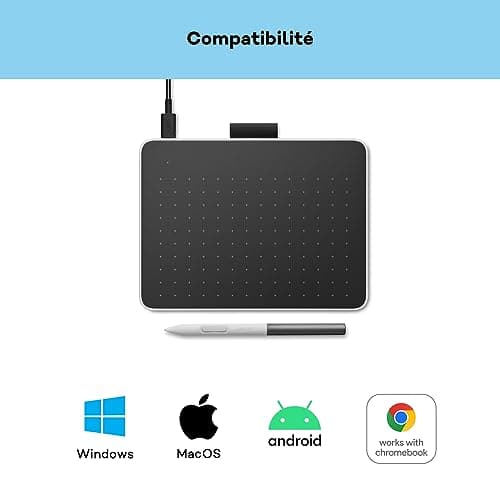 Wacom CTC 4110 One Small Bluetooth Graphics Drawing Tablet, 7.4 x 5.6 inch; Compatible with Chrome, Mac, Windows & Android for Digital, Photo Editing, Design; Includes Creative Software & Training 4