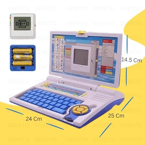 VEBETO Educational Laptop for Kids (1 Year Warranty) w/ Mouse Games 20 Fun Computer Activity Learning Toy for 2 3 4 5 Years Boys Girls Learn Letters Words Mathematics Music Logic Memory Tool, Blue 4