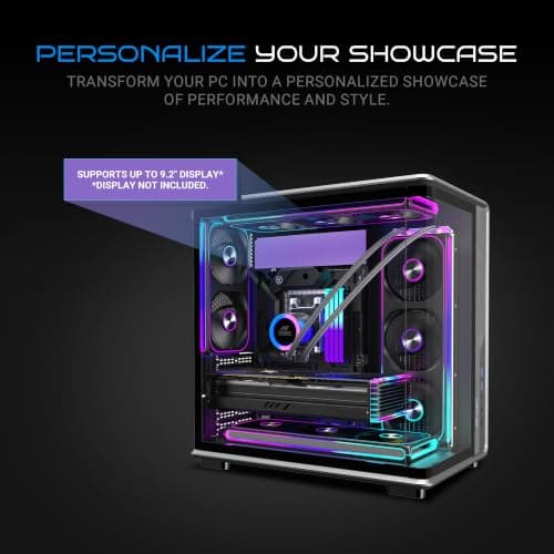 Ant Esports Crystal X8 Arc Mid Tower Gaming Cabinet | Panoramic 270° Tempered Glass, Supports BTF Back-Connect ATX Motherboards, Pre-Installed 8X 120mm ARGB Fans, 360mm AIO Support | Black 3