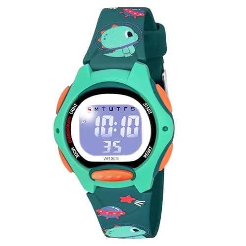 KIDSUN Dark Green Kids Digital Watch: Multi-Function, Water Resistant, LED Display, Perfect for Boys & Girls, One Size, Ideal Gift for Children 3