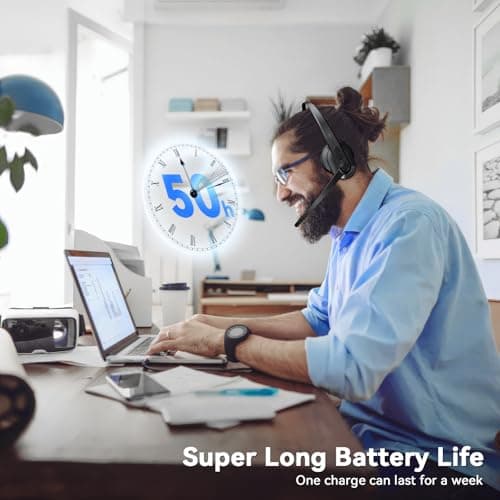 LEVN Wireless Headset with Mic for Work,Bluetooth Headset with Microphone-AI Noise Cancelling,Single-Ear Wireless Headphones with Mic,Mute Button&USB Dongle for PC/Computer/Call Center/Laptop/Teams 4