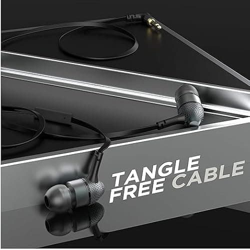 Dxebec Original for Boat Bass Heads 225 Wired Earphones with Built-in Mic and Noise Isolation Feature with Strong Bass and Comfortable Fit for Android Mobile (Black) 4