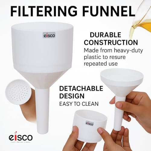 EISCO Buchner Filter Funnel 70mm – Durable Polypropylene, Autoclavable, 2-Piece Design with Perforated Plate | Vacuum Filtration for Lab, Chemistry, Microbiology, Acids, Solvents & Water Use 6