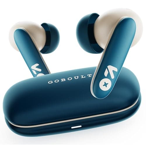 GOBOULT Y1 v2.0 Ear Buds Wireless with 60H Playtime, Zen Quad Mic ENC, 45ms Low Latency, Touch Contorl, Dual Device Pairing, Bluetooth 6.0, 13mm Bass Driver Earbud TWS Wireless Earphone (Blue Teal)