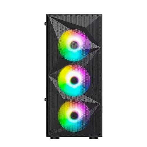 Ant Esports Elite 1200 ATX Computer Case/Gaming Cabinet - Black | Support ATX, Micro-ATX, Mini-ITX | Pre-Installed 3 Front Fans & 1 Rear Fan 2