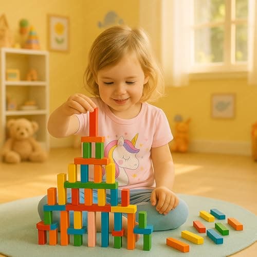 Toy Imagine 120 Pcs Colorful Wooden Building Blocks for Kids – Educational Board Game Domino Set for Boys & Girls – Indoor Fun Games & Party Activities – Toys for Ages 3 to 12 Years (12 Colors) 2