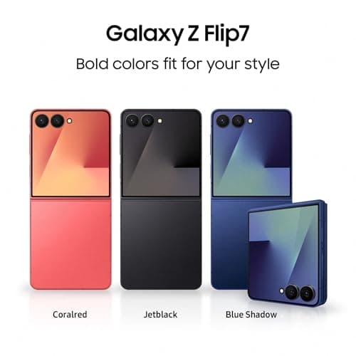 Samsung Galaxy Z Flip7 5G Smartphone with Galaxy AI (Blue Shadow, 12GB RAM, 256GB Storage), Ultra Sleek Design with 50MP High-Res Camera | Samsung Care Services Damage Protection Plan for 1 Year 2