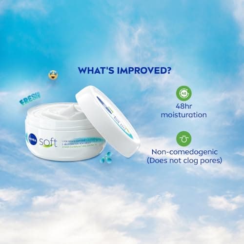 NIVEA Soft Light Moisturizer For Face, Hand & Body, Instant Hydration, Non-Greasy Cream With Vitamin E & Jojoba Oil, 100ml 3