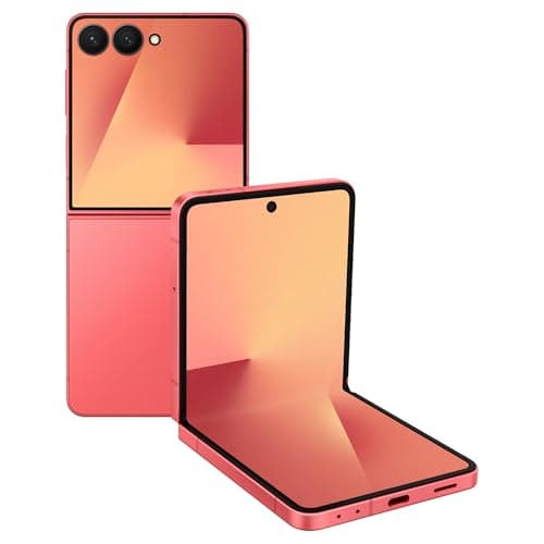 Samsung Galaxy Z Flip7 5G Smartphone with Galaxy AI (Coralred, 12GB RAM, 256GB Storage), Ultra Sleek Design with 50MP High-Res Camera | Samsung Care Services Damage Protection Plan for 1 Year