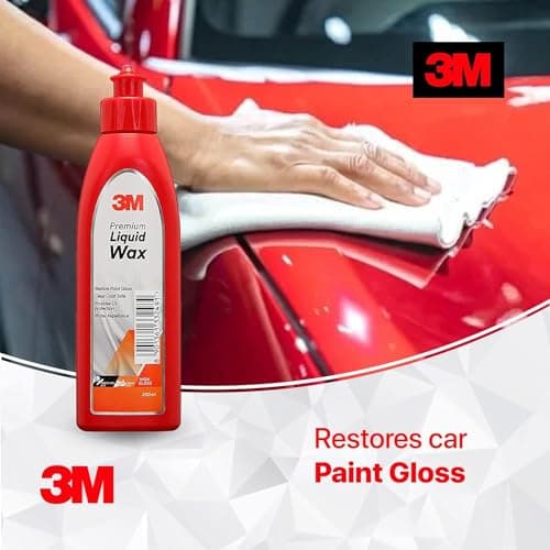 3M Premium Liquid Wax, Restores Car Paint Gloss and Lustre, Water Repellent, UV Protection (200ml, Pack of 1) 3