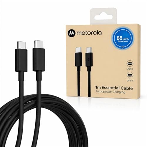 GWINGS Motorola Original 68W Type C to C TurboPower Fast Charging Cable 1m for Moto Edge 70 Fusion 60 50 40 30 Ultra Neo Pro Razr Stylus and Moto G85, G84, G64, G62, G54, G45, G35, G05 (Moto Cable)
